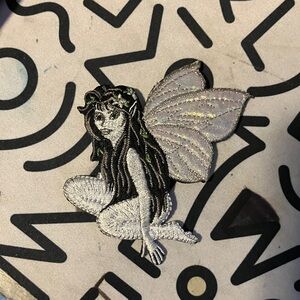 Mystical Fairy Embroidered Patch - Black and White